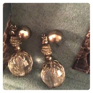 Crystal ball pierced earrings